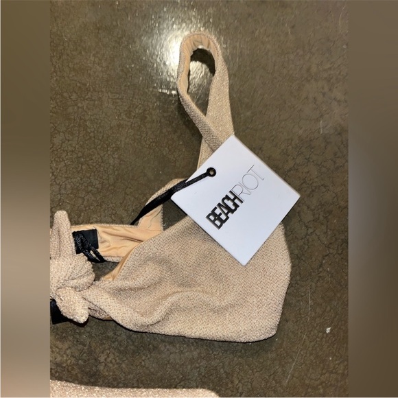 NWT Beach Riot Grace Halter Bikini Top | Gold Shimmer - Picture 3 of 9